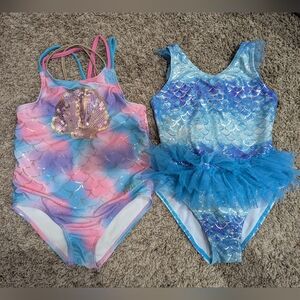 Girl size 6 mermaid swimsuit bundle metallic sequins tulle